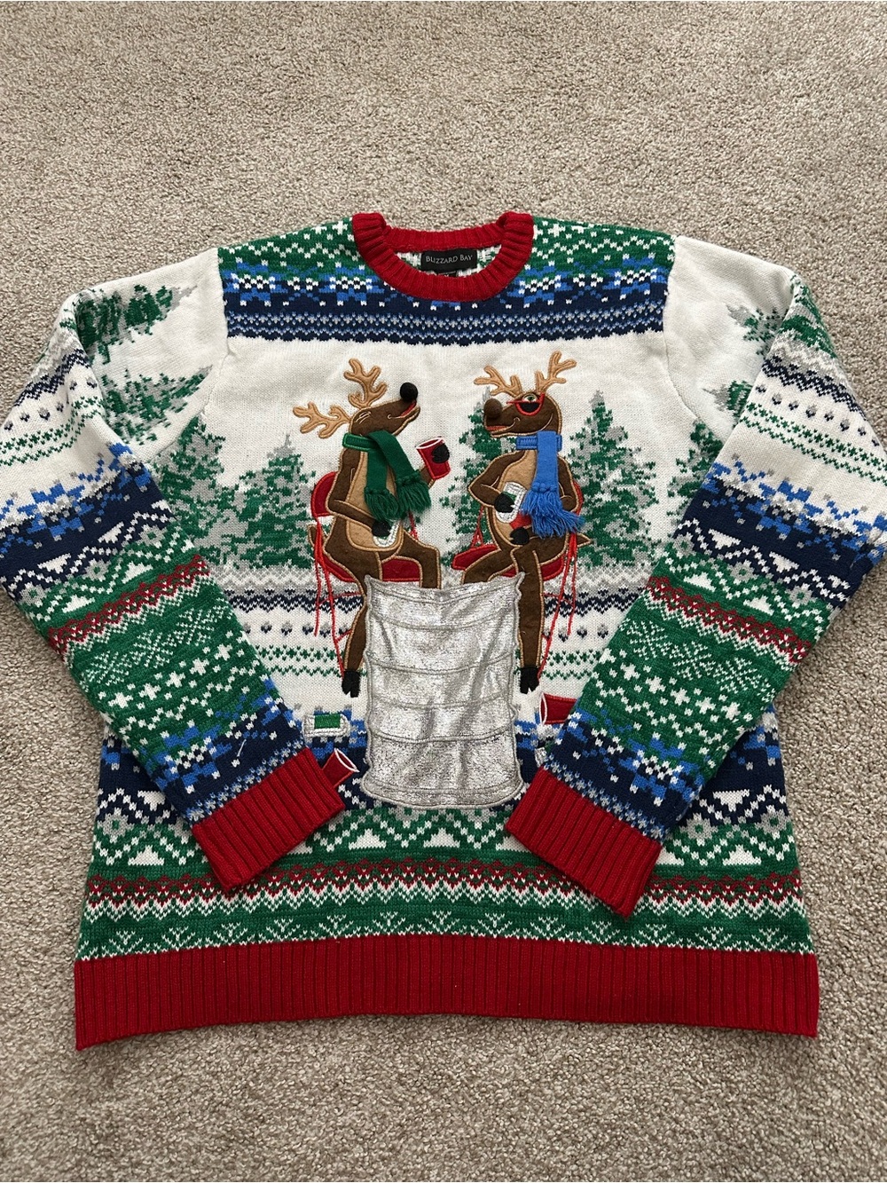 Blizzard Bay Men’s Reindeer Keg Stand Ugly Christmas Sweater 🎄🦌🍺